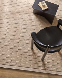Rugs: Baya Hugo Wool Floor Rug - Almond