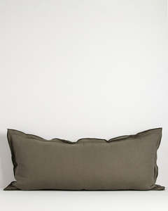 Cushions: Baya Linden Long Lumbar Cushion - Olive