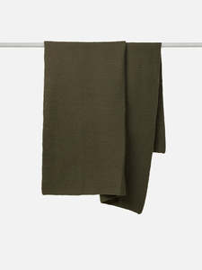 All Bedding: Città Wool Purl Knit Throw - Olive| 100% Wool