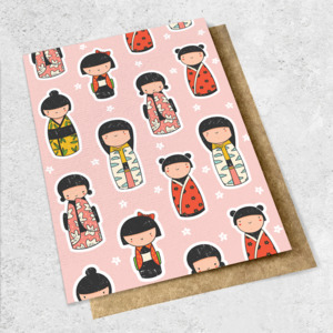 Large Cards 1: kokeshi rose pattern