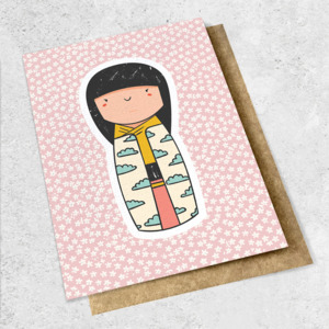 Large Cards 1: kokeshi doll rose