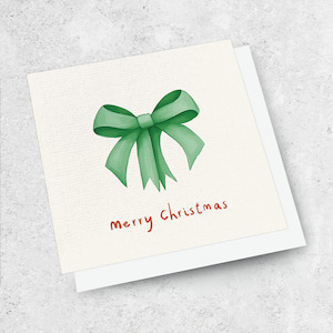 Christmas Cards: green bow christmas