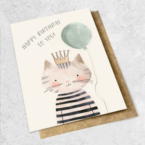 Large Cards 1: cat crown birthday