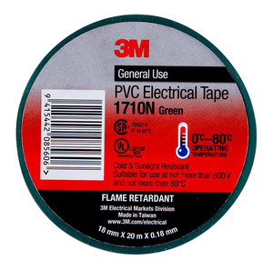 3M Electrical Tape 1710N-GR PVC 18mm x 20m Green Ink Direct