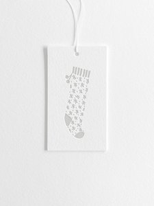 Letterpress gift tag - Snowflake Christmas stocking - Inker Tinker