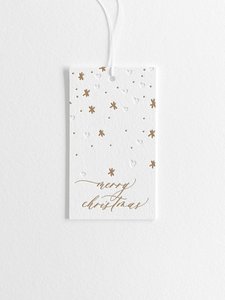 Letterpress gift tag - Merry Christmas - golden - Inker Tinker