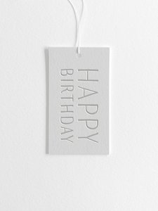 Letterpress gift tag - happy birthday grey - Inker Tinker