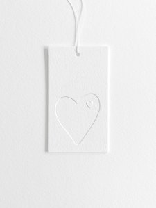 Letterpress gift tag - big heart white - Inker Tinker
