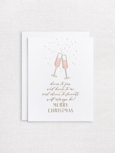 NEW - Cheers to friends - letterpress Christmas card - Inker Tinker