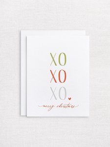 Letterpress greeting card - XO XO XO Merry Christmas - Inker Tinker