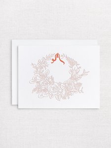Products: Letterpress greeting card - Floral wreath - Inker Tinker
