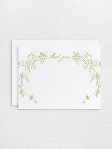 Products: Thank you letterpress notecard set - Jasmine illustration - Inker Tinker