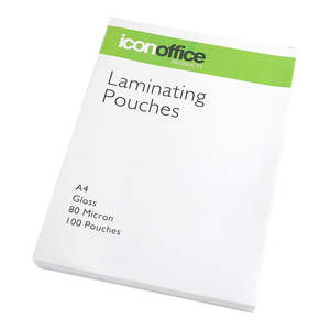 Laminator: Icon Laminating Pouches A4 Gloss 80mic Pack 100