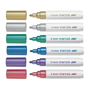 Pilot Pintor Marker Medium Metallic 6Pk (6 colors available, Asstd. 6Pk available)