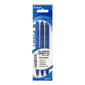 Pilot Super Grip G Ballpoint Medium 3Pk (Blue)