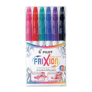 Erasable: Pilot Frixion Colours Erasable Markers Asstd. 6Pk (SW-FC-S6)