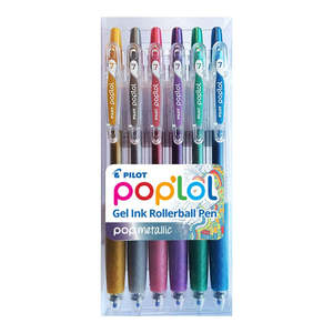 Pilot Pop'lol Gel Fine Asstd. Metallic 6Pk