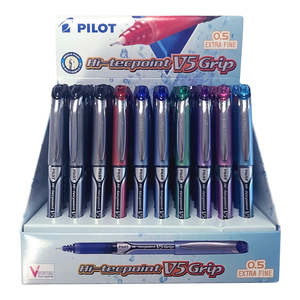 Liquid Ink: Pilot Hi-Tecpoint V5 Grip Rollerball Extra Fine Asstd. 60Pk Display (BXGPN-V5-7C-60)