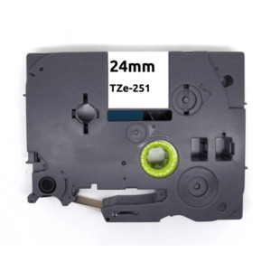 Brother Tze251 24mm Black On White Tape 8m - inktoner cartridges New Zealand