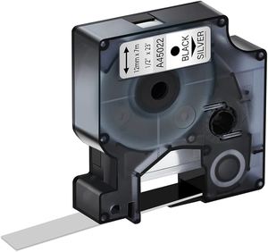 Compatible Dymo 45022 Label - Black on Silver - 12mm x 7m - inktoner cartridges New Zealand