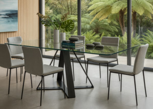 Dining Tables: Glass Crossroads Dining Table