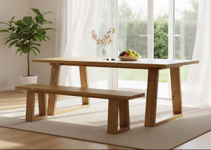 Dining Tables: Reverse Angled Timber Dining Table