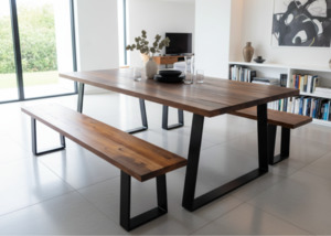 Dining Tables: Reverse Angled Steel Dining Table
