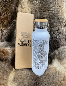 BUNJIL WEDGE TAILED EAGLE DESIGN - WHITE 750ML DOUBLE WALLED INSULATED STAINLESS&hellip;