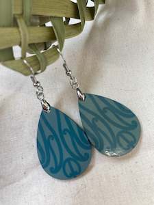 Tuku Marie Polynesian: Ahurei Collection - Dark Green Koru Earrings