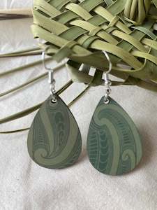 Tuku Marie Polynesian: Ahurei Collection - Light Green Koru Earrings