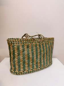 Kete whakairo - teal and natural