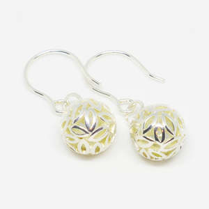 Quirky Collectibles: Sterling Silver leaf ball drop earrings on shorter hooks
