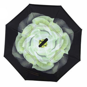 White-Green Flower Reversible Umbrella