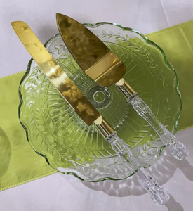 Crystal Look Wedding Cake Server – Gold