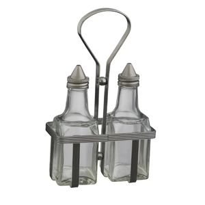 Oil and Vinegar Bottles in Stainless Steel Carrier