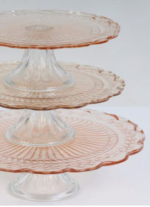 Cake Stands - Insphire Wedding, Party and Event Hire: Cake Stand Vintage Pink Set (3pcs)