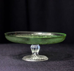 Cake Stand Upturn Glass Green Small