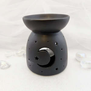 Aromatics Accessories: Black Moon Ceramic Oil Burner (approx  10x9x9cm)