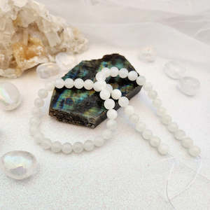 Beads Other Crafts: White Moonstone Bead Strand (approx. 46-48 x 8mm beads)