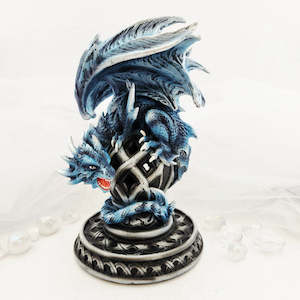 Blue Coiled Dragon Incense/Faux T-lite Holder (approx. 23x13.5x13.5