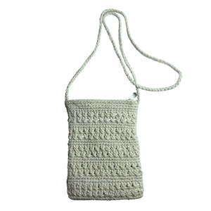 White Crochet Cross Body Bag w. Zip (approx. 18x13cm)