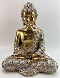 World Spirituality: Gold & White Buddha (approx. 31x26cm)