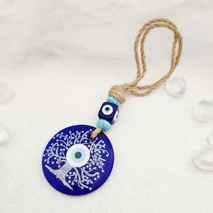 World Spirituality: Blue Eye aka Evil Eye Tree of Life Hanging (approx. 20cm)