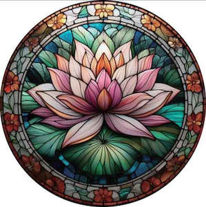 Wall Art Hanging Gifts: Lotus Flower Stained Glass Hanging