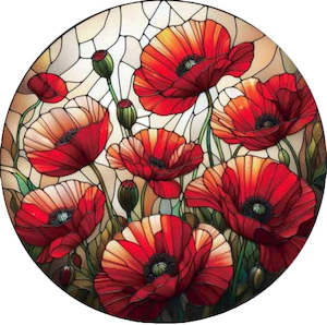 Wall Art Hanging Gifts: Poppies Stained Glass Hanging