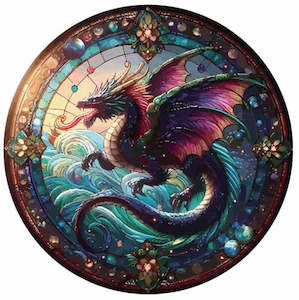 Wall Art Hanging Gifts: Dragon Stained Glass Hanging