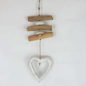Whitewash Heart w. Driftwood Strand (assorted. approx. 25x10cm)