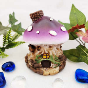 Purple Mushroom Cottage Incense Cone Holder (approx. 10x8cm)
