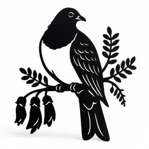 Aotearoa Inspired: Kereru on Kowhai Steel Wall Art (approx. 40cm long)