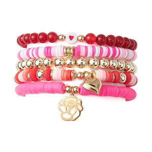 Dyed Jade & Acrylic Bracelets (set of 5)